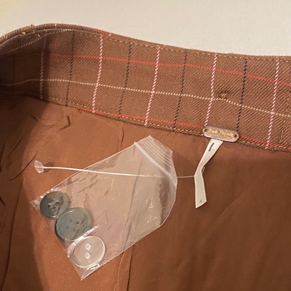 Free People Brown Checkered Skirt with Buttons NWOT - Picture 2 of 12